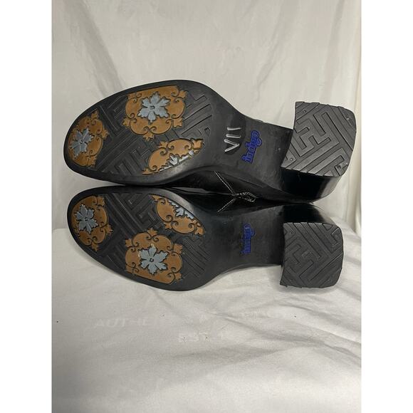 Indigo By Clark’s Leather Boots Women’s Size 6.5 Black Buckle Side Zip Heel Soft - Picture 10 of 16